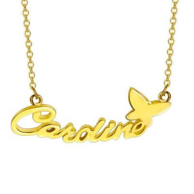 Butterfly Personalized Name Necklace in 18k Gold Plating
