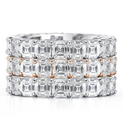 Eternity Two Tone Asscher Stackable Band Set