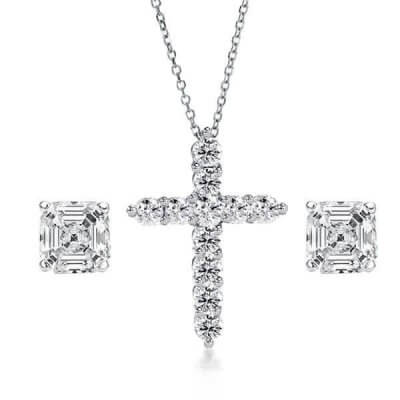 Cross Pendant Necklace And Earrings Fashion Jewelry Set