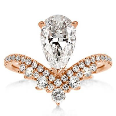 Royal Crown Pear Rose Gold Engagement Ring (2.95CT. TW.)