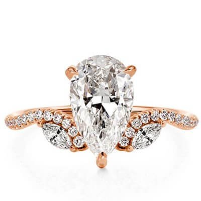 Pear Cut Chevron Rose Gold Engagement Ring (3.15 CT. TW.)