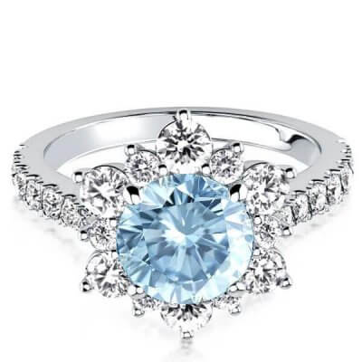 Snowflake Design Created Aquamarine Engagement Ring(3.91ct. tw.)