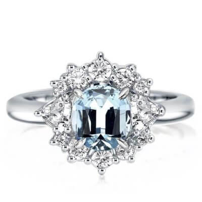 Ice & Fire Solitaire Created Aquamarine Wedding Engagement Ring(2.30ct. tw.)