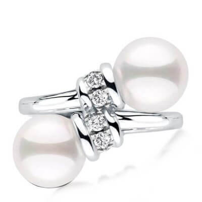 Bypass Joint Design White Pearl Engagement Ring