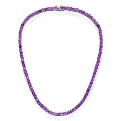 Classic Round Cut Amethyst Tennis Necklace