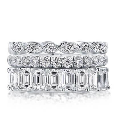 Triple Row Eternity Stackable Band Set