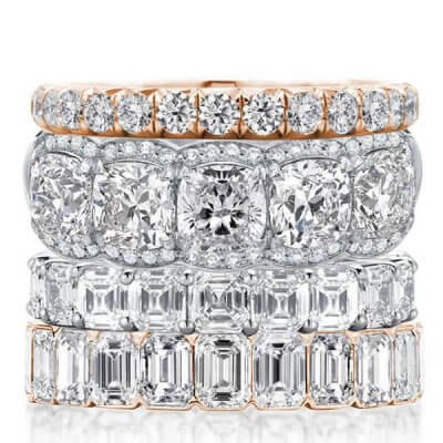 Four Row Two Tone Stackable Band Set (18.15 CT. TW.)