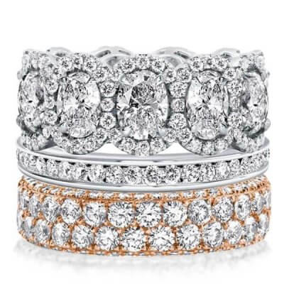 Two Tone Channel Setting Enternity Stackable Band Set (11.53  CT. TW.)