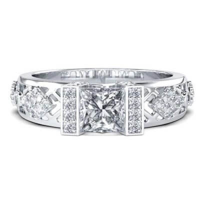 Italo Cathedral Art Deco Created White Sapphire Engagement Ring