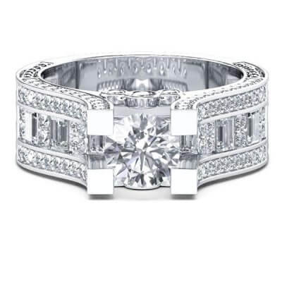 Italo Filigree Created White Sapphire Engagement Ring