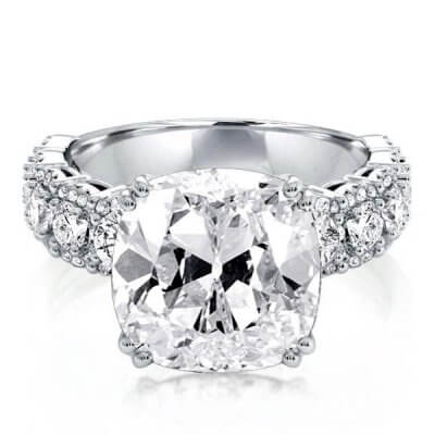 Double Prong Round & Cushion Cut Engagement Ring