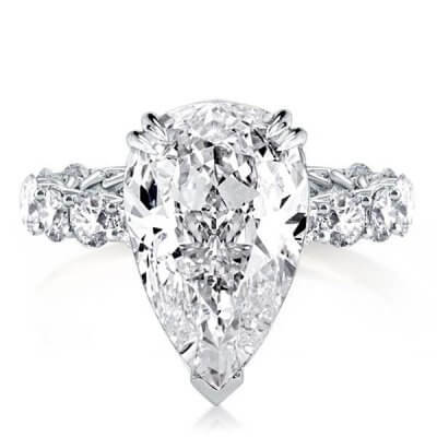 Double Prong Pear & Round Cut Three-Quarters Engagement Ring