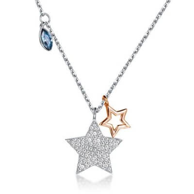 Fashion Rose Gold Stars Design Pendant Beautiful Necklace