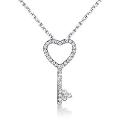 Simple Key & Heart Design Pendant Necklace
