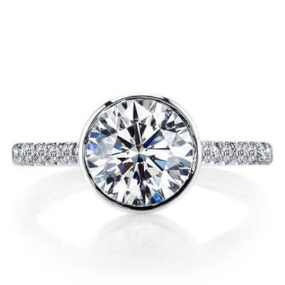 Italo Classic Bezel Created White Sapphire Engagement Ring