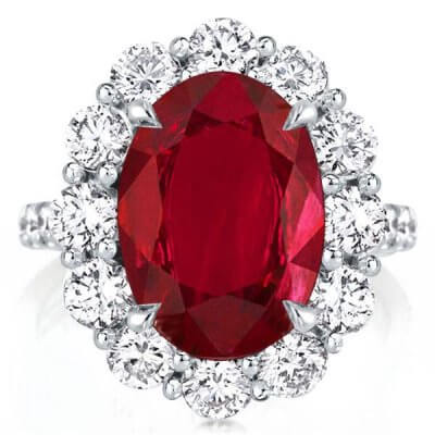Halo Created Oval Cut Garnet Engagement Ring 
