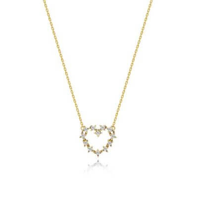 Simple Golden Heart Design Pendant Necklace