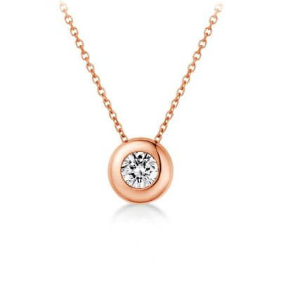 Simple Rose Gold Design Round Cut Angel Eye Pendant Necklace