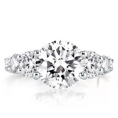 Classic Shared Prong Round Cut Silver Engagement Ring