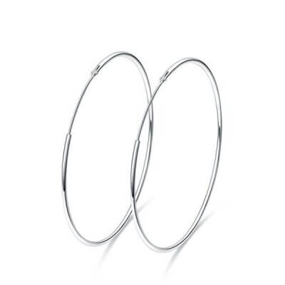 Simple Smooth Silver Hoop Earrings For Girls