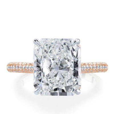 Italo Two Tone Radiant Created White Sapphire Engagement Ring
