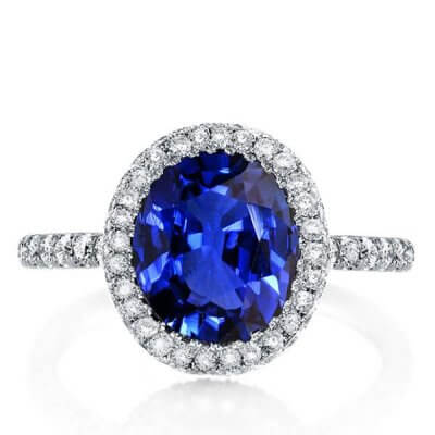 Italo Halo Created Sapphire Engagement Ring