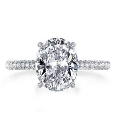 Three Row Shank Oval Engagement Ring