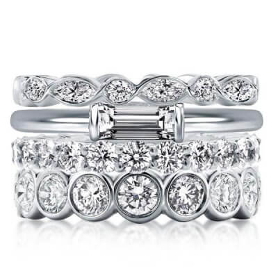 Four Row Eternity Stackable Band Set