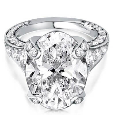 Cathedral Oval Cut Engagement Ring