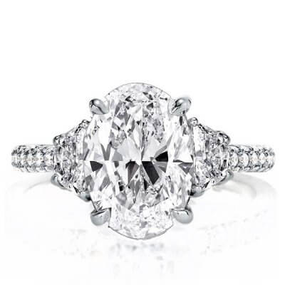 Three Stone Oval Cut Engagement Ring