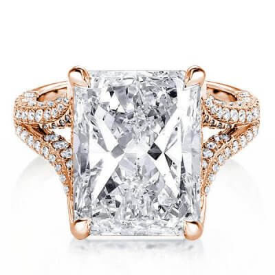 Rose Gold Split Shank Radiant Engagement Ring