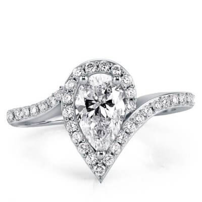 Halo Special DesignSimplicity Duo Side Pear Engagement Ring
