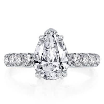 Classic White Simplicity Duo Side Pear Cut Engagement Ring