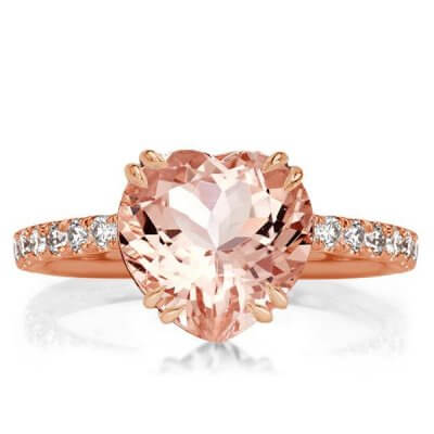 Rose Golden Double Prong Heart Engagement Ring