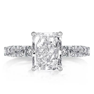 Double Hidden Halo Radiant Cut Engagement Ring
