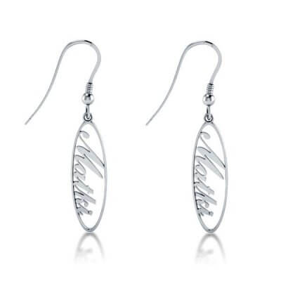 925 Sterling Silver Personalized Drop Name Earrings