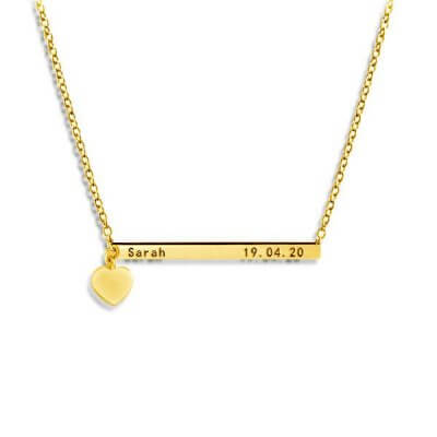 Heart Design Personalized Bar Necklace