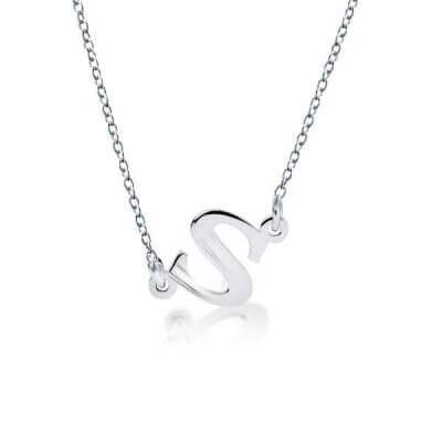 Silver Sideways Initial Necklace