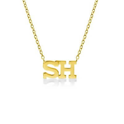 14k Gold Plated Double Letter Necklace