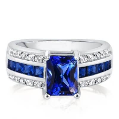 Italo Art Deco Created Sapphire Engagement Ring
