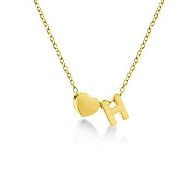 Dainty Heart And Letter Initial Necklace
