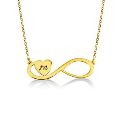 14K Gold Plated Custom Heart Initial Infinity Necklace