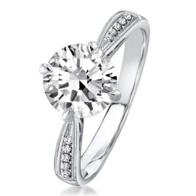 Italo Milgrain Cathedral Created White Sapphire Engagement Ring
