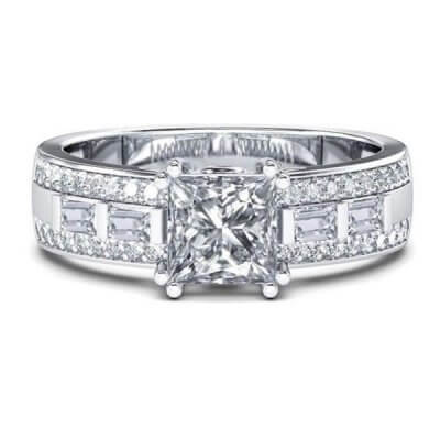 Italo Created White Sapphire Engagement Ring (0.99 CT. TW.)