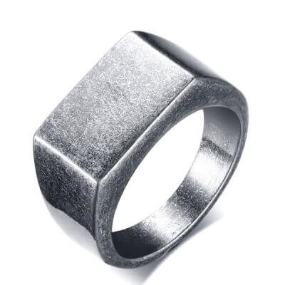 Vintage Gray Stainless Steel Men's Wedding Band