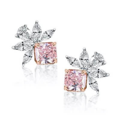 Marquise & Cushion Cut Stud Pink Earrings For Women