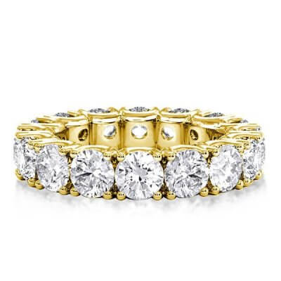 Classic Pave Eternity Golden Round Cut Womens Wedding Band