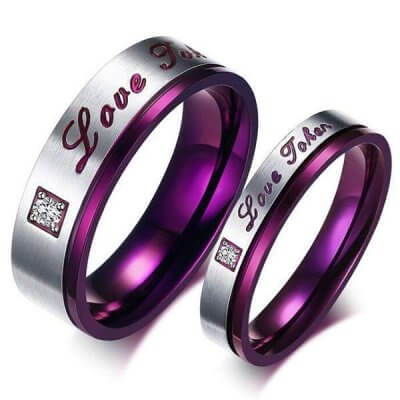 Italo Purple Love Design Titanium Steel Couple Rings