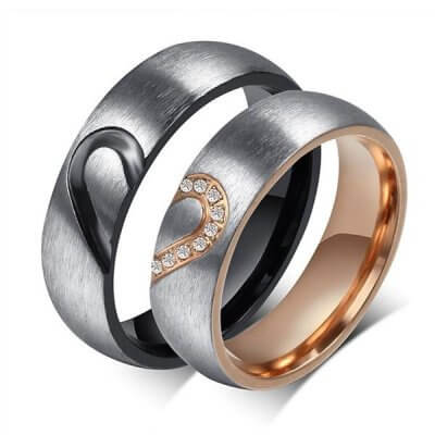 Never Apart Heart Design Titanium Steel Couple Rings