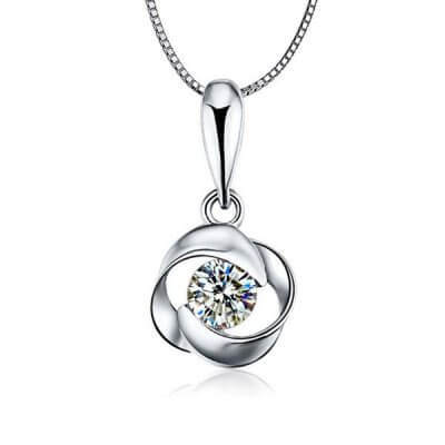 Italo Classic Round Created White Sapphire Pendant Necklace 